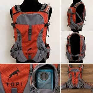 NWOT Topi Hydration Backpack Orange Grey 2L Bladder Hiking Running Trail Bag‎